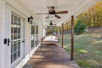 Covered Back Porch with Swing & Ceiling Fans