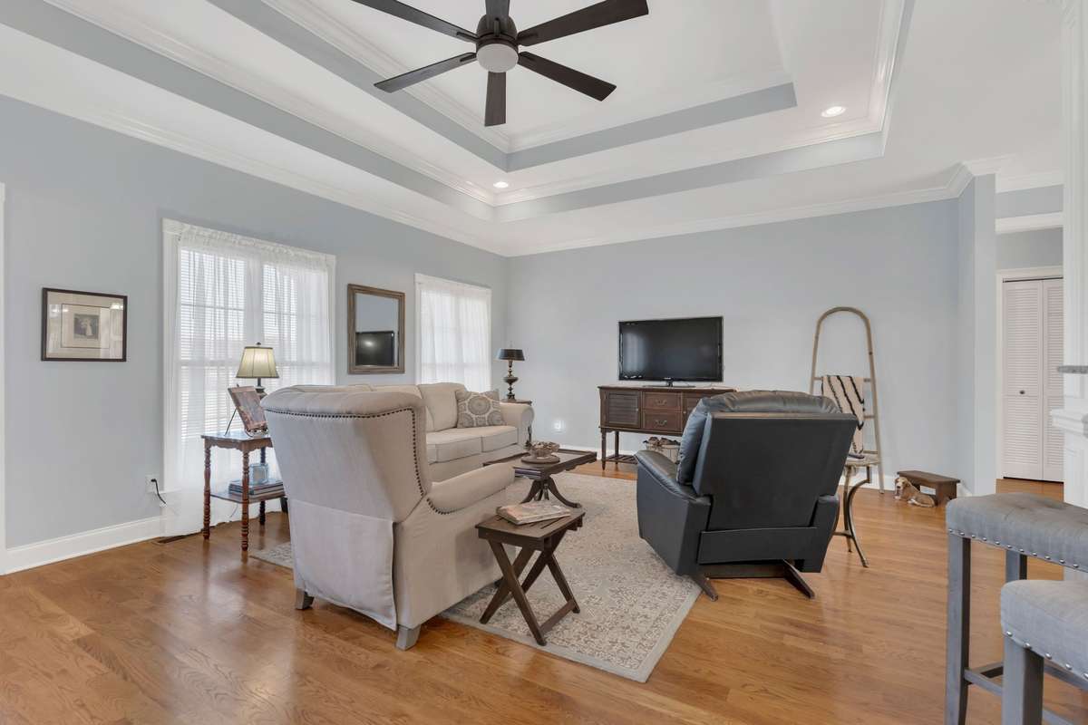 Gleaming hardwood floors are featured throughout the house.
