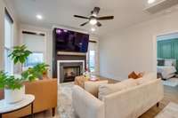 The gas fireplace and the incredible views from the windows, make this the perfect space to relax in front of the fire.