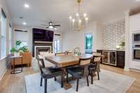 The custom wine bar is positioned perfectly for both a wow and for function.