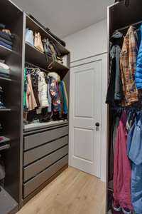 Custom closet systems in all closets.