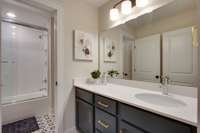 A Jack and Jill bathroom is perfect for access to each bedroom as well as each room's private vanity.