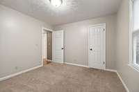 One of the two bedrooms downstairs.