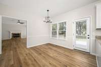 The breakfast area enjoys a great view of the backyard.