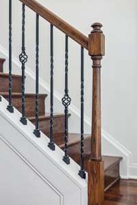 The home is upgraded with oak risers and treads as well as iron spindles on the staircase.