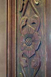 Front door carving detail, I've never seen another door like this one.