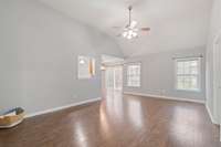 Great Room: soaring ceilings centrally located for a functional, well-designed floor plan