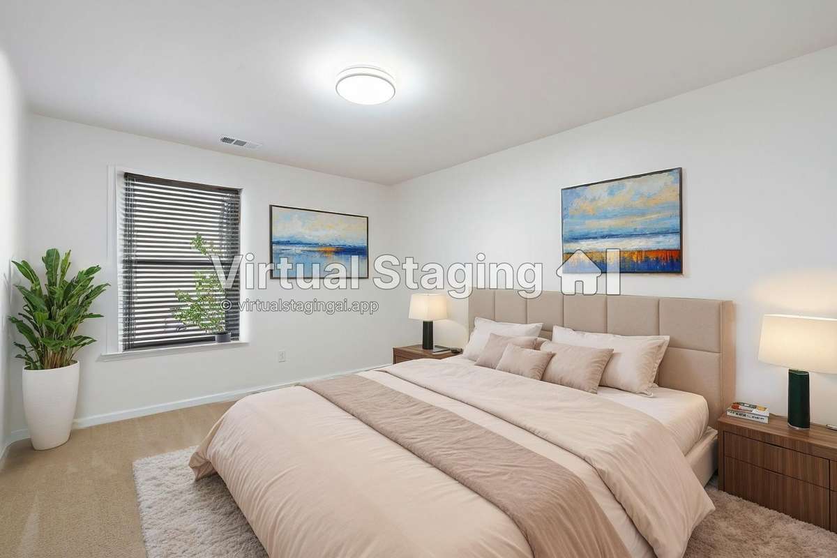 Virtually Staged ground floor guest bedroom has a large walk in closet.