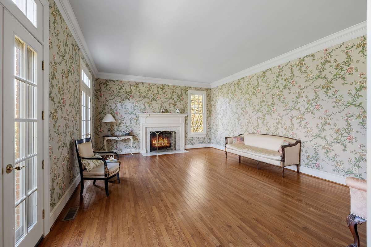 Formal Living Room with wood-burning fireplace