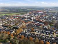 Overhead from home looking toward Westhaven Town Center (outlined in red) just a few walkable blocks from the home.