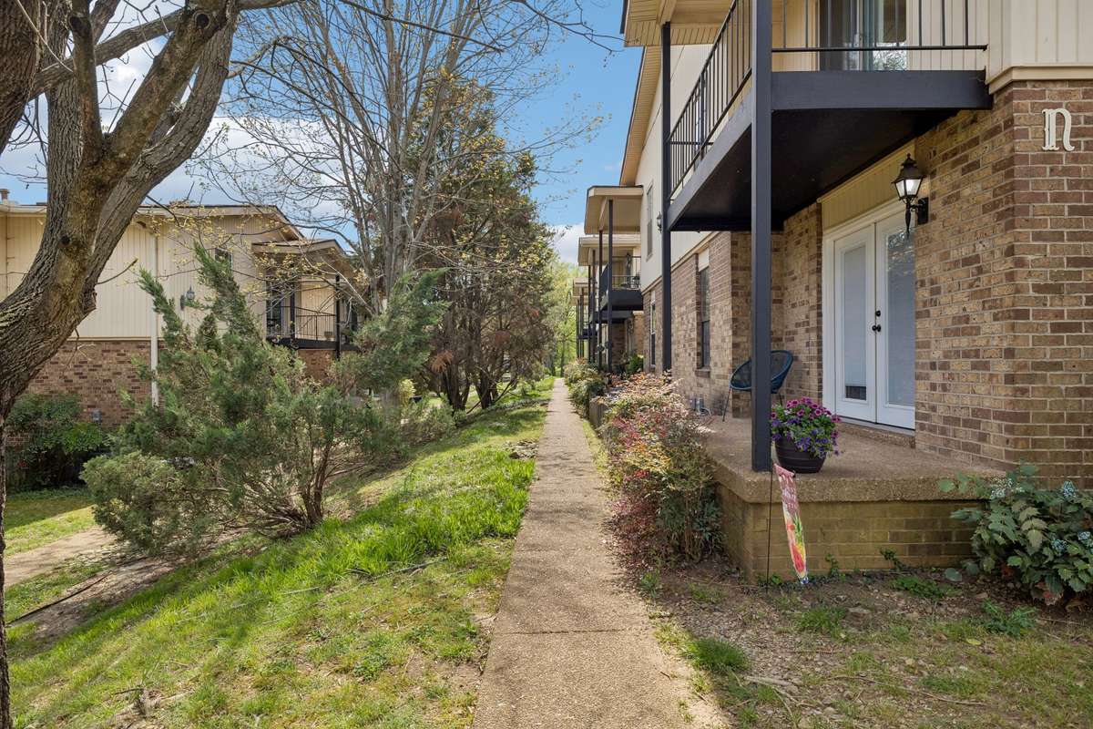 This is the walkway along the left side of Building N which is toward the rear left of the development!