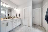 Double vanities in large primary bath.