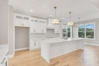 The island is HUGE and allows for plenty of seating!