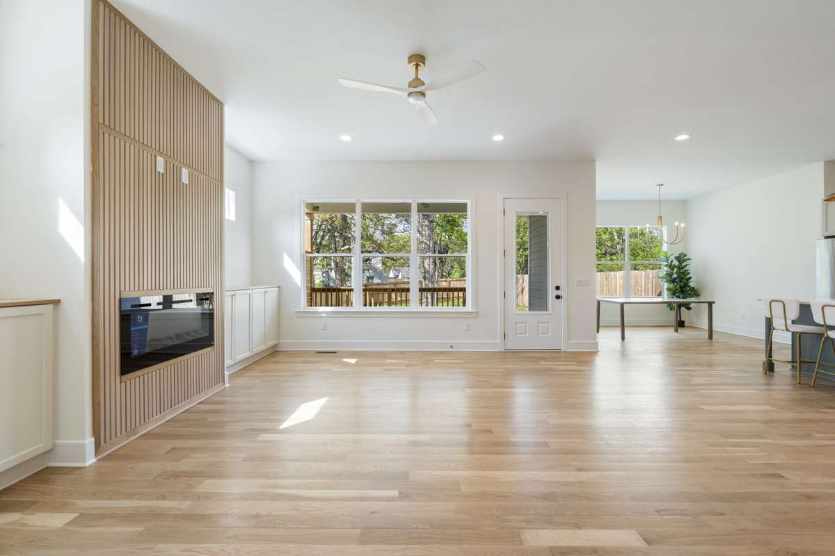 Open concept living room, dining room and kitchen