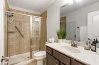 Private hall bath for upstairs bedroom