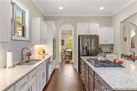 Looking toward formal dining through the butler's pantry