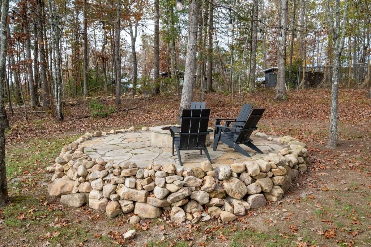 Another view of the cozy custom-built fire pit