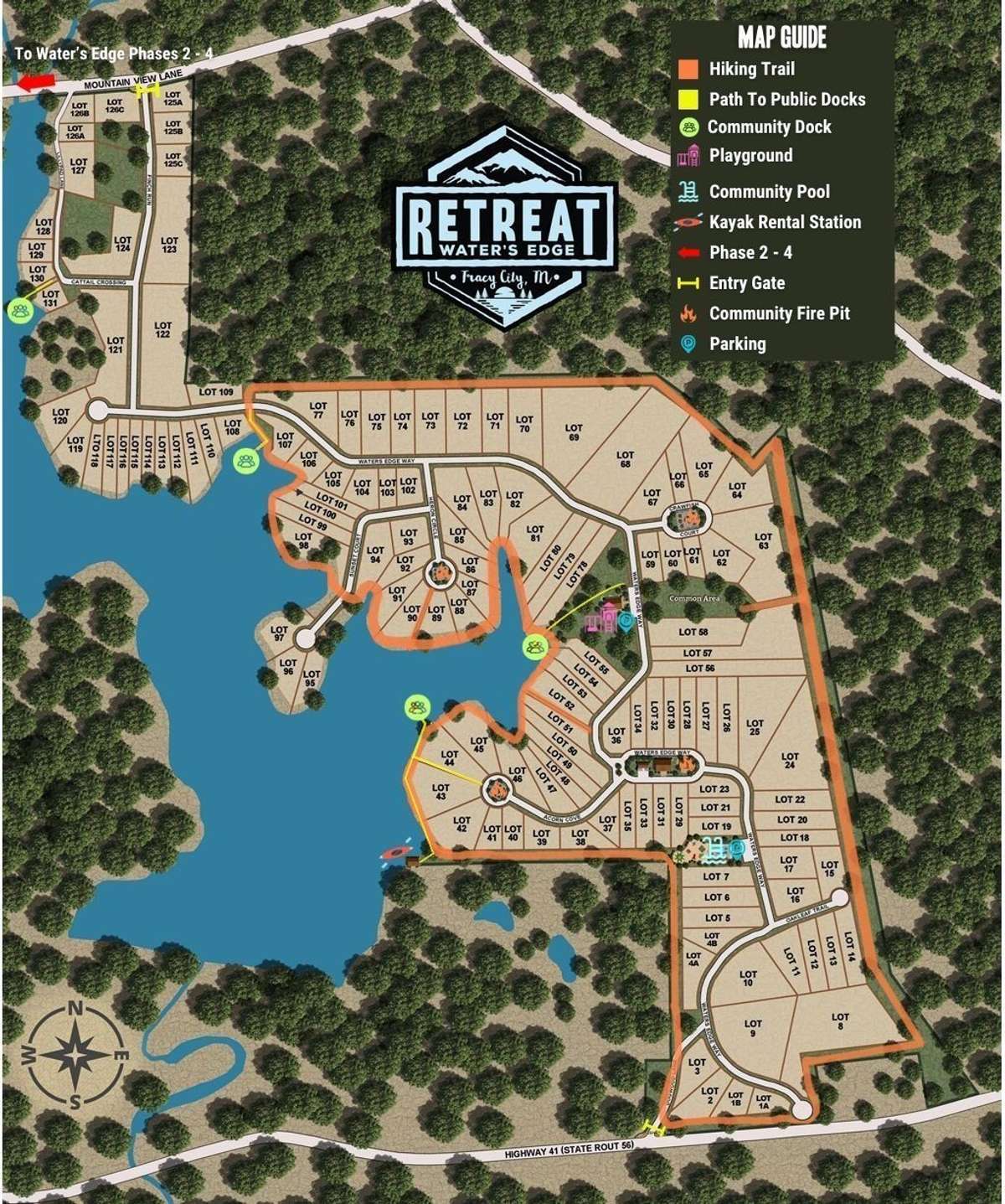 Site map of the Retreat at Water's Edge