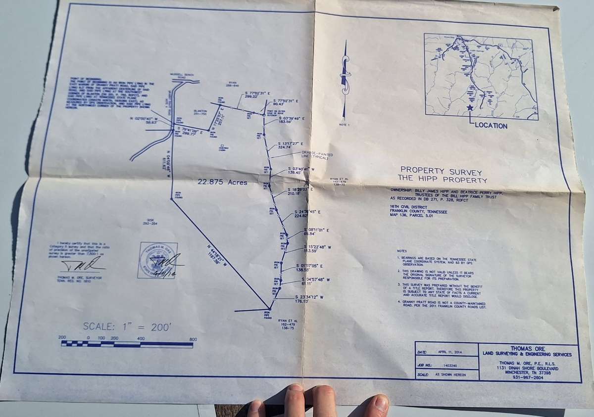 Survey of part of the land. The bought it in two parts and combinded it.