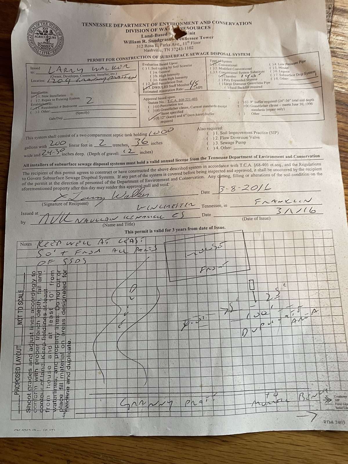 Full septic paperwork in attachments