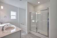 This photo is a sample of the Sutherland floorplan.  Options and exterior will vary depending on customer selections and preferences.