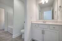 This photo is a sample of the Sutherland floorplan.  Options and exterior will vary depending on customer selections and preferences.