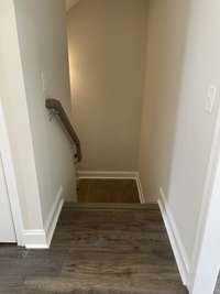 Down stairs to the garage under/basement area