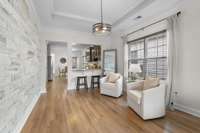 Tray ceiling in the living room area