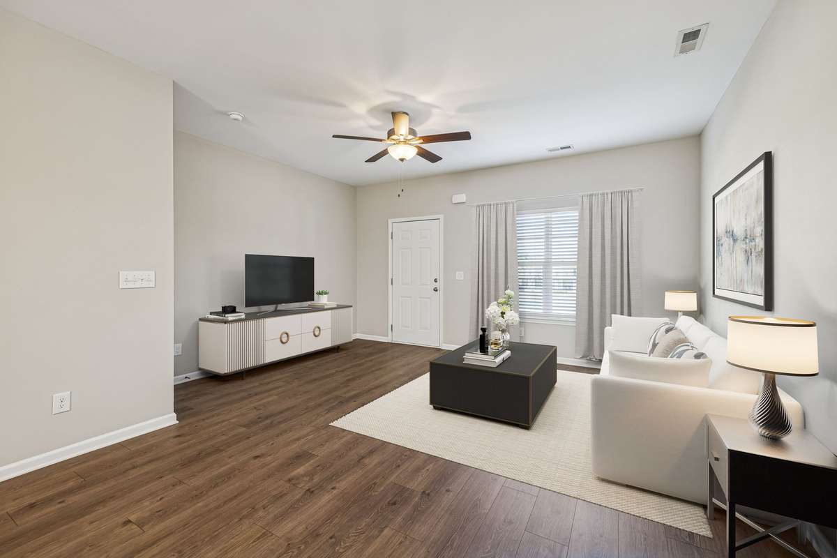 Virtually Staged - Expansive Living Room with tall ceilings