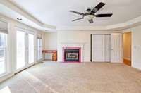 Fireplace and Desk in Primary