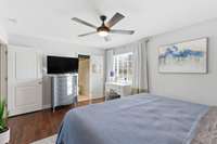 Alternate view of this spacious bedroom.  En-suite bath in this view.