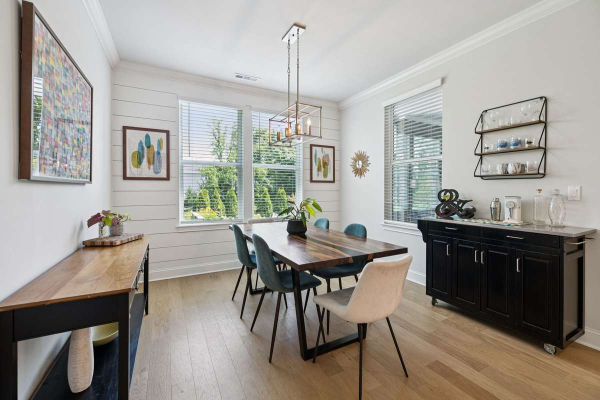 The dining area of the open floor plan has room for a crowd.