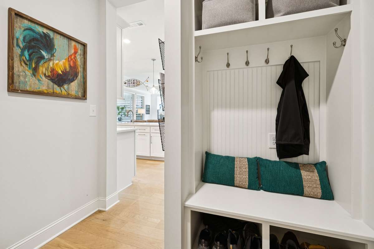 Drop zone when entering the home from the garage.