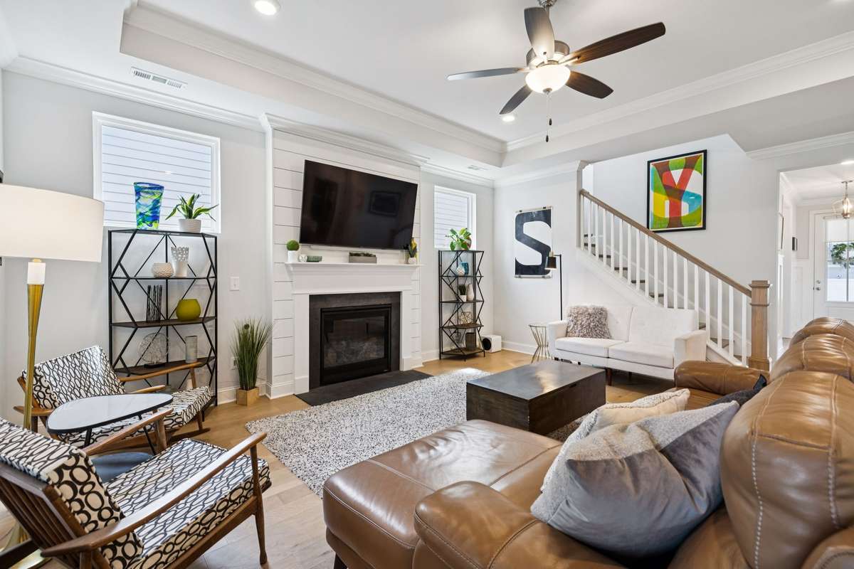 Hardwood flooring continues throughout this area as well as the stairs to the second level.