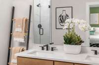 Dual vanity sinks in primary offer additional cabinet space *Photos are of a similar floor plan with different finishes and are for representational purposes only*