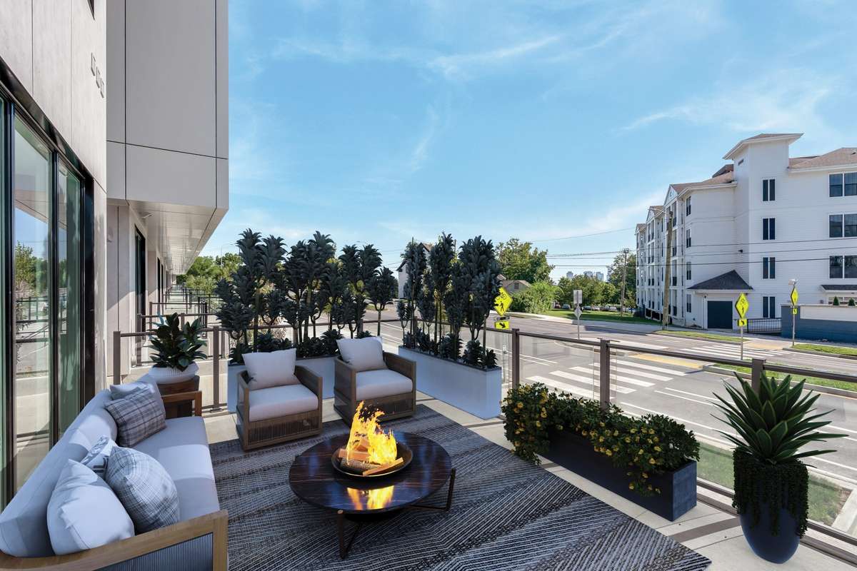 Terraces are expansive. They are featured virtually staged to show set up options.
