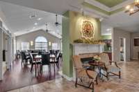 Inside of the Clubhouse for residents to use for events, bookclub, borrowing from the book and movie library, etc