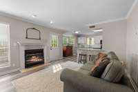 Dinner area with Fireplace leads into the kitchen area