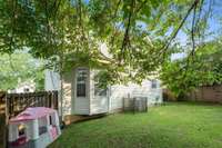 Privacy fenced backyard.