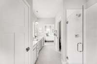 Beautiful spacious bathroom with stand up shower and optional frameless shower