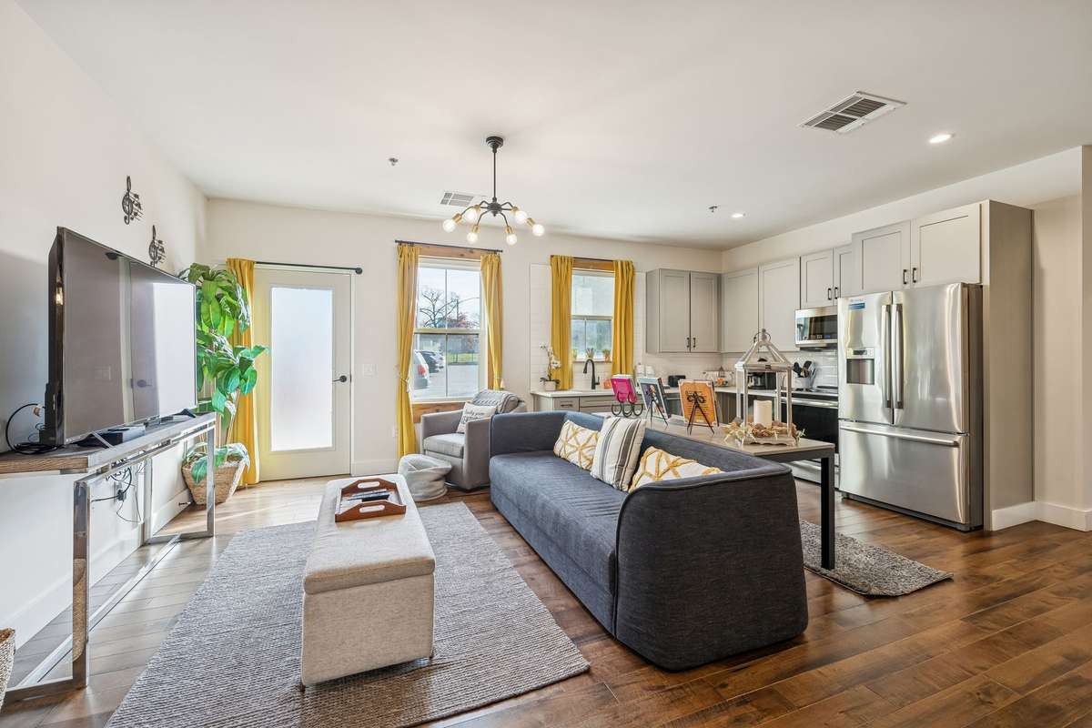 Family room and kitchen.