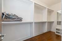 You won't be wondering if all of your clothes will fit in this oversized walk-in closet!