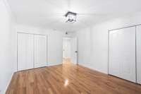 Dual closets for added storage.