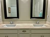 Plenty of counterspace for soap dispensers and other decor items