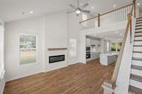 Soaring vaulted ceiling in the family room upon entry!