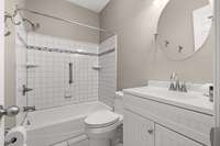 Renovated full hall bath w/tiled shower-tub
