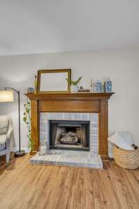 Gorgeous mantle and brick hearth