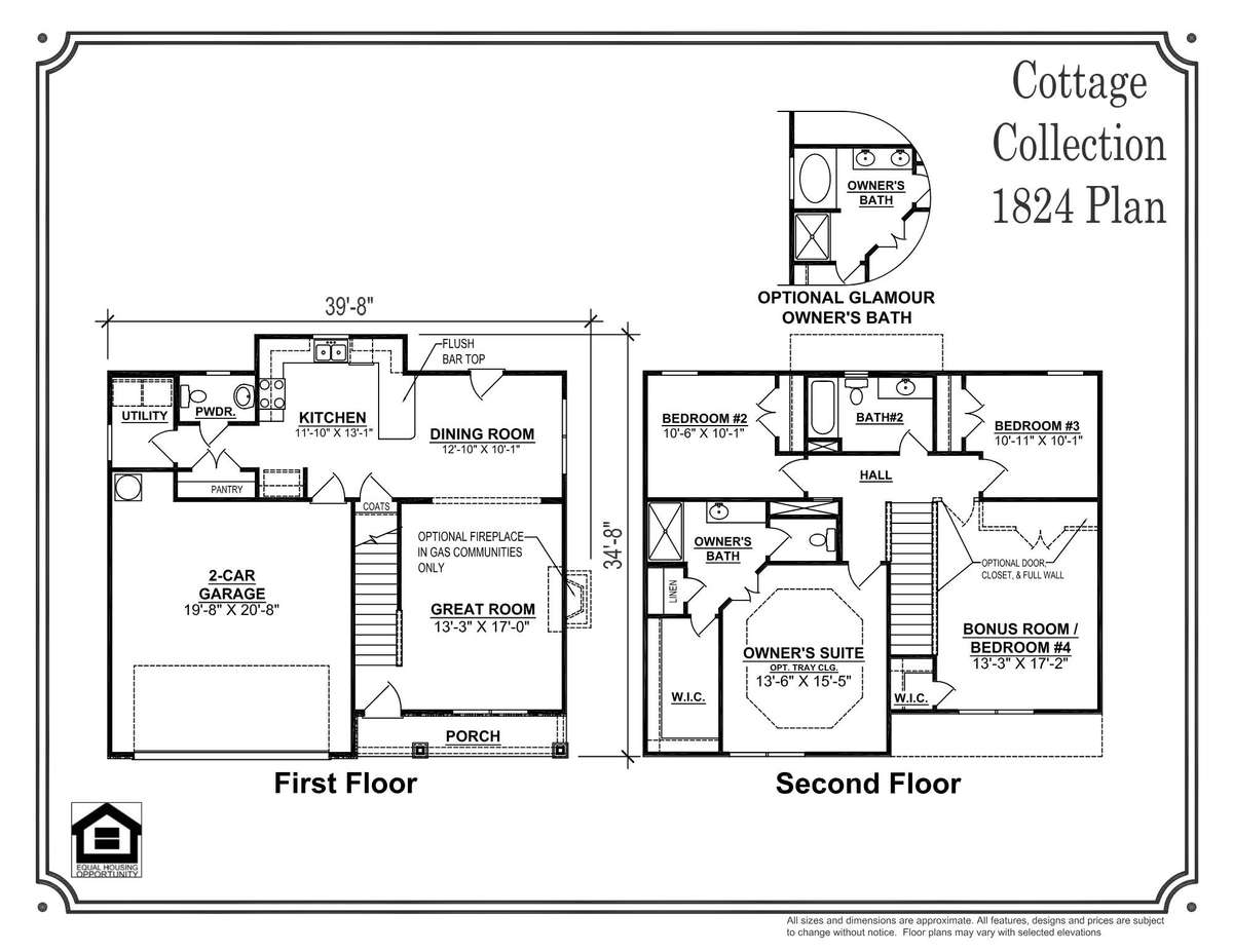 Home features the Glamour Bath and a 12x14 Covered Back Porch!