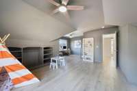 Oversized bonus room over garage with room for an office nook