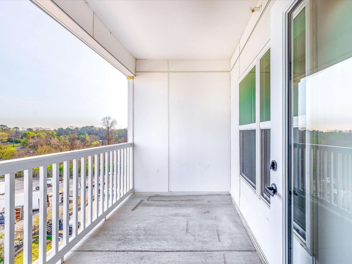 Private balcony on back side of building